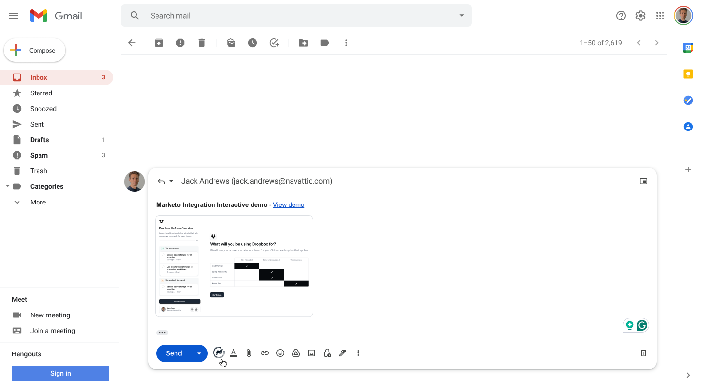 Gmail dashboard